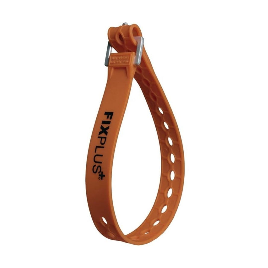 Fixplus sangle de serrage 46cm en silicone orange avec clip metal pour fixation vélo durable et ajustable