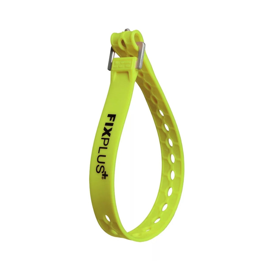 Sangle de serrage Fixplus 46cm en silicone jaune pour fixation vélo flexible et résistante