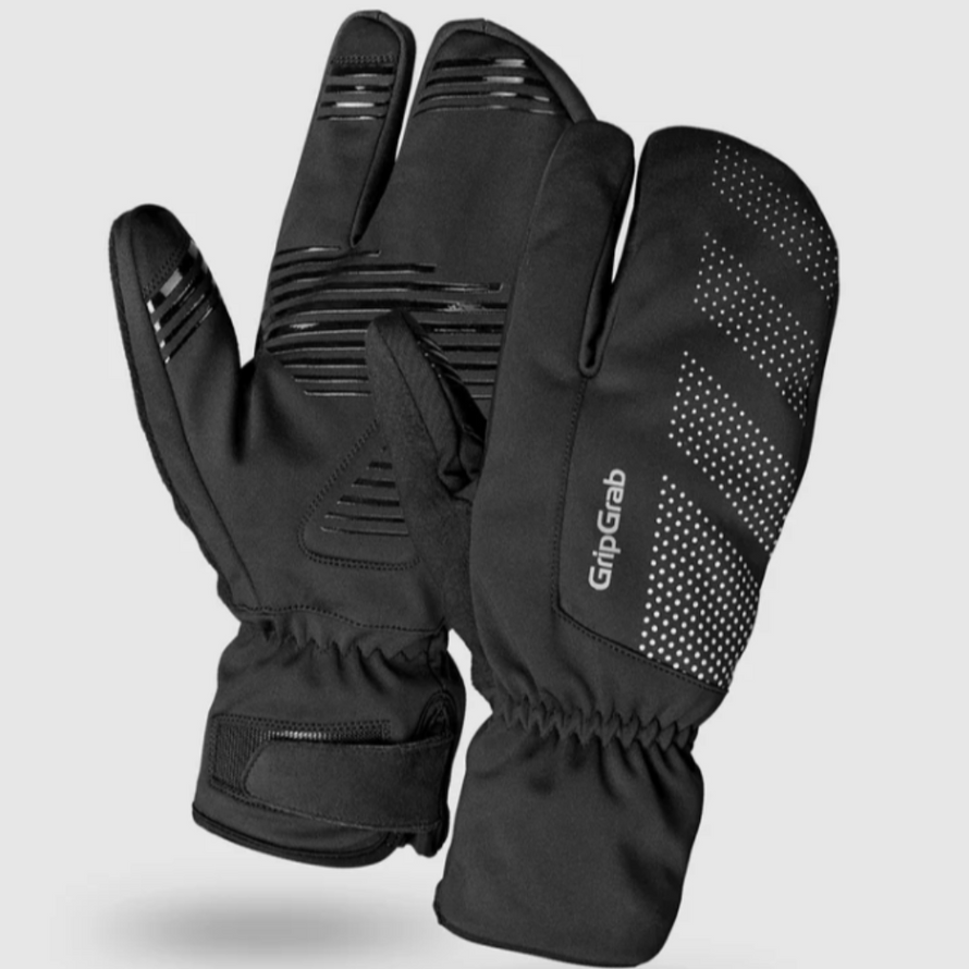 Gants vélo hiver GripGrab – modèle lobster thermique noir pour grand froid