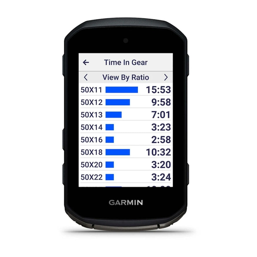 Compteur GPS Garmin Edge 850 affichant rapport de temps par rapport vitesse pour cyclistes