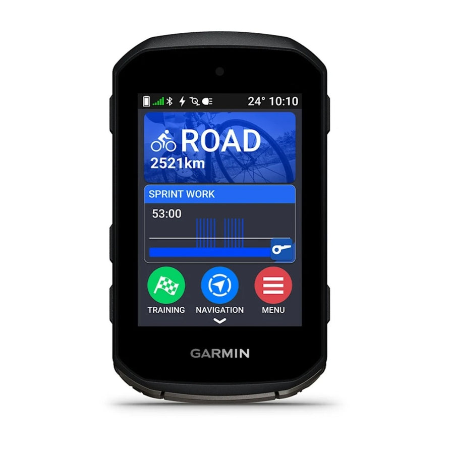 Compteur GPS tactile Garmin Edge 850 affichant ecran entrainement sprint et options navigation cyclisme
