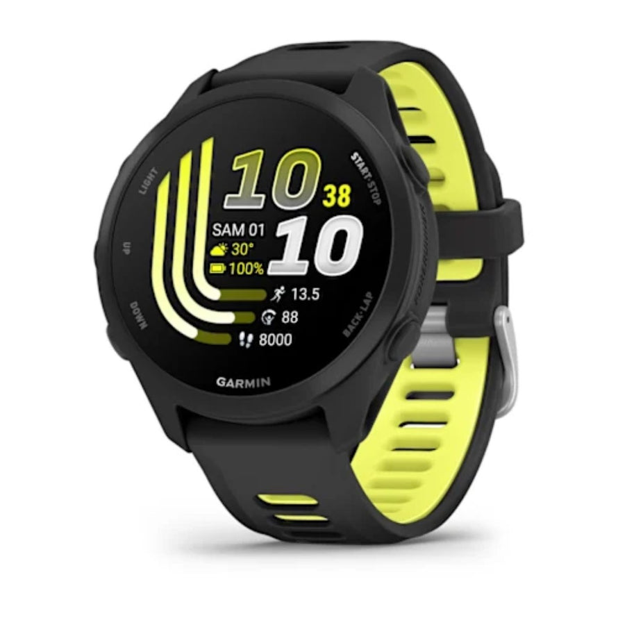 Montre connectee Garmin Forerunner 170 avec ecran couleur et bracelet noir jaune pour suivi sportif precise