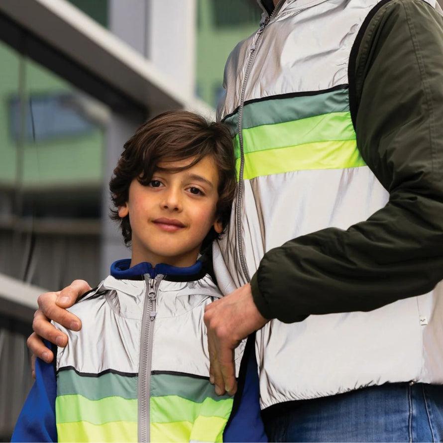 Gilet vélo GoFluo North pour enfant réfléchissant déperlant bodyglower fluo polyester capuche fermeture éclair