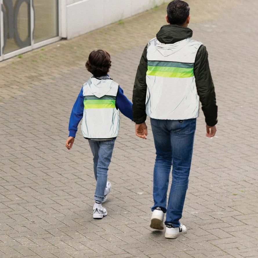 Gilet vélo GoFluo North pour enfant bodyglower fluo polyester gris capuche fermeture éclair