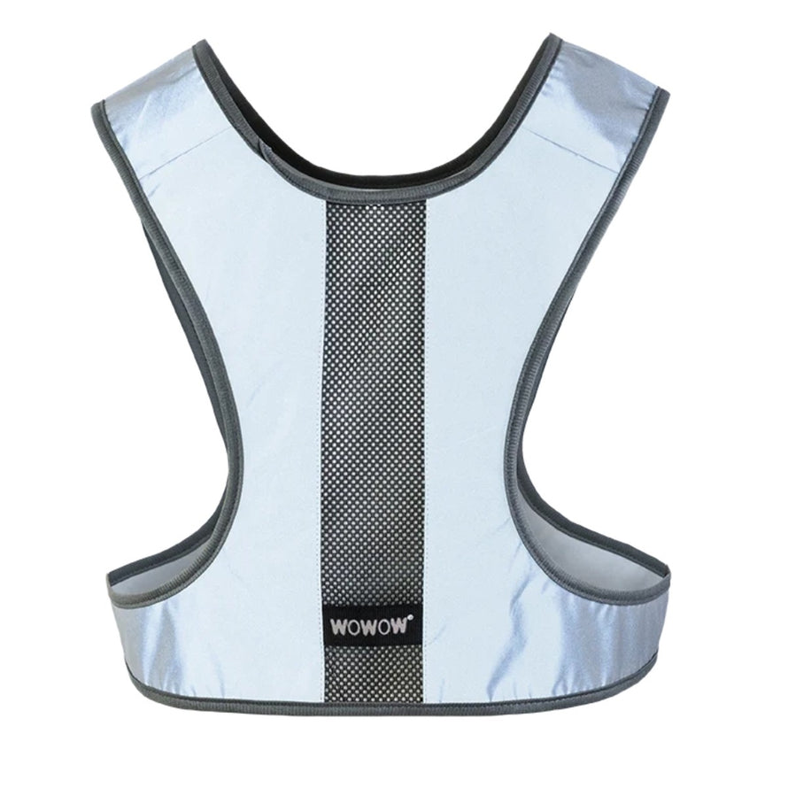 Gilet reflechissant velo Wowow Nova argent pour cyclistes, securite et haute visibilite en conditions nocturnes