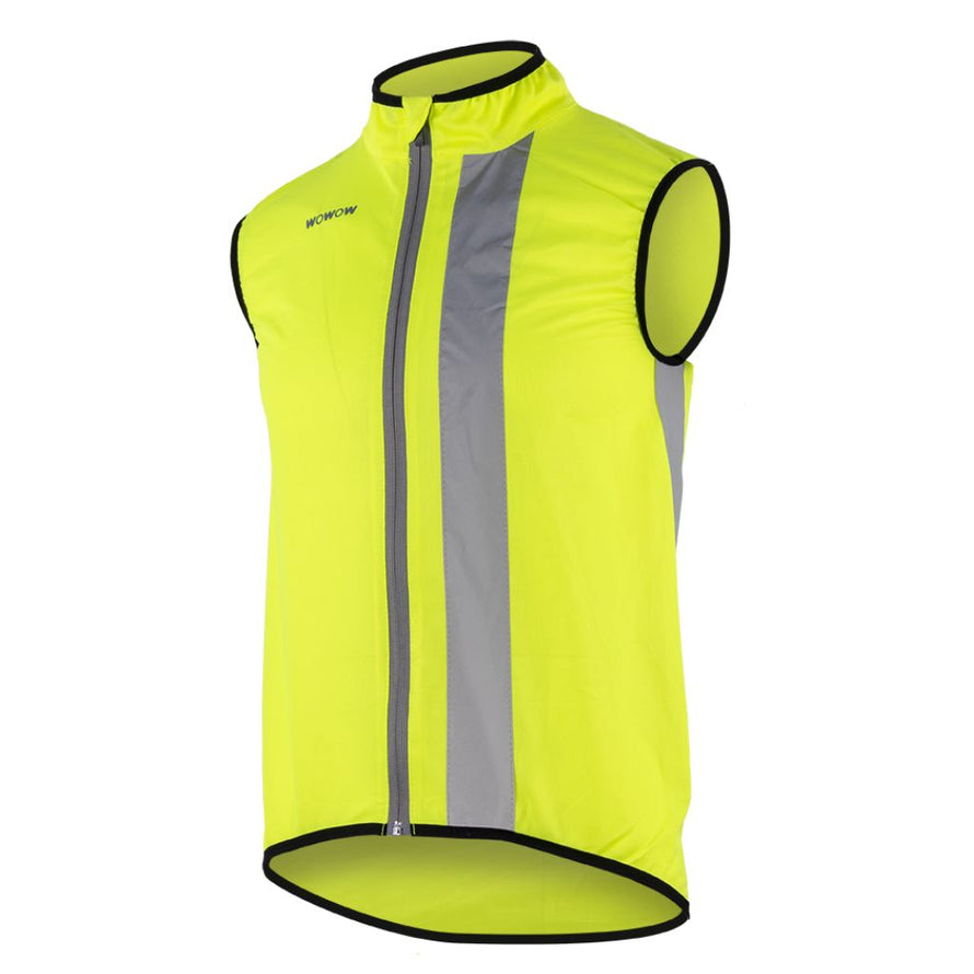 Gilet jaune coupe-vent à fermeture éclair et coupe stretch pour cyclistes