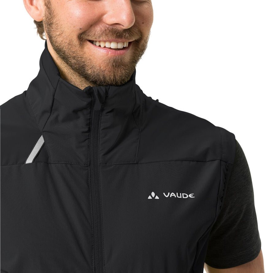 Gilet de vélo homme Vaude Scopi noir ultraléger et coupe-vent pour cyclisme dynamique