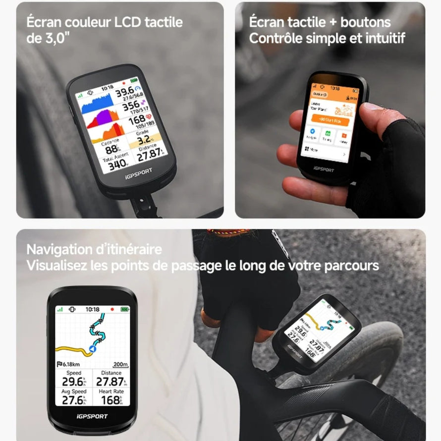 Compteur GPS vélo igpsport BSC200 Pro avec navigation itinéraire et écran tactile pour cyclistes exigeants