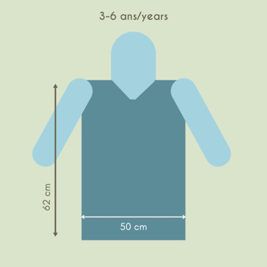 Guide tailles enfants ponchos pluie Poule Party