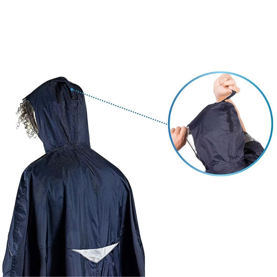Poncho vélo Hock Rain Stop bleu avec réflecteurs