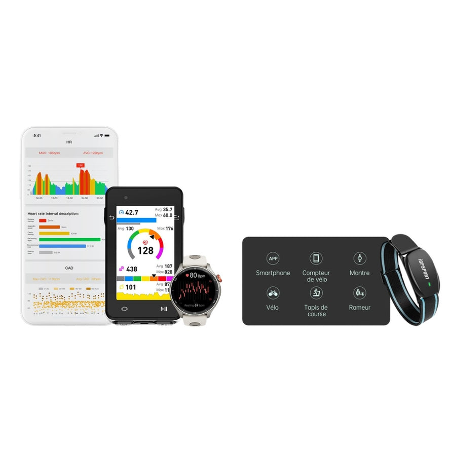 Bracelet capteur de pouls Hornit IGPSPORT HR70 avec Bluetooth et ANT+ pour suivi cardio cyclisme précis