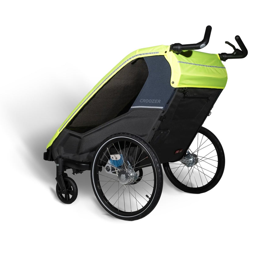 Housse pluie Croozer Kid Lykke 2 places, protection imperméable haute visibilité pour remorque vélo enfants
