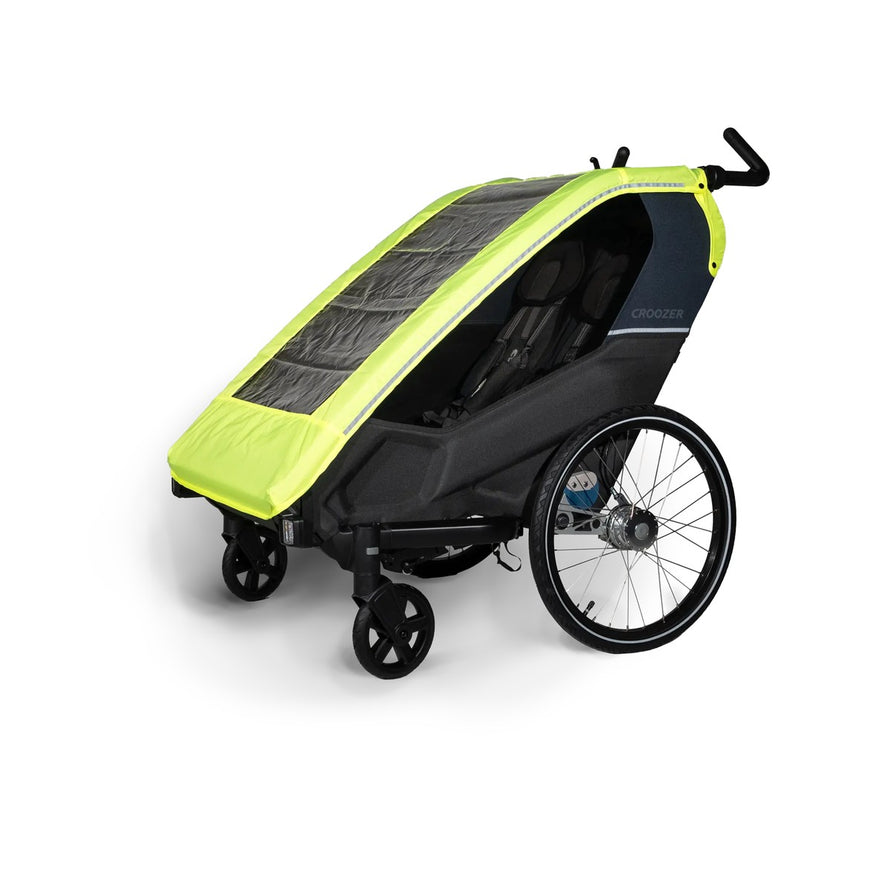 Housse de pluie Croozer pour remorque Kid Lykke 2 places, protection imperméable et visibilité renforcée
