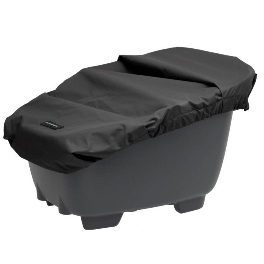 Housse du pack transport installée sur le panier Clipper arrière pour vélo. 