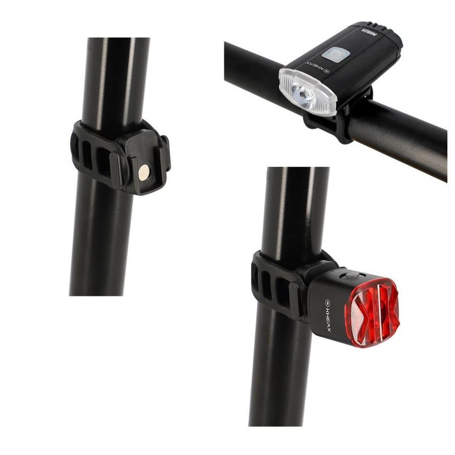 Set eclairage velo Kheax Mirza Nash III USB-C avec lampe avant et feu arriere pour une meilleure securite