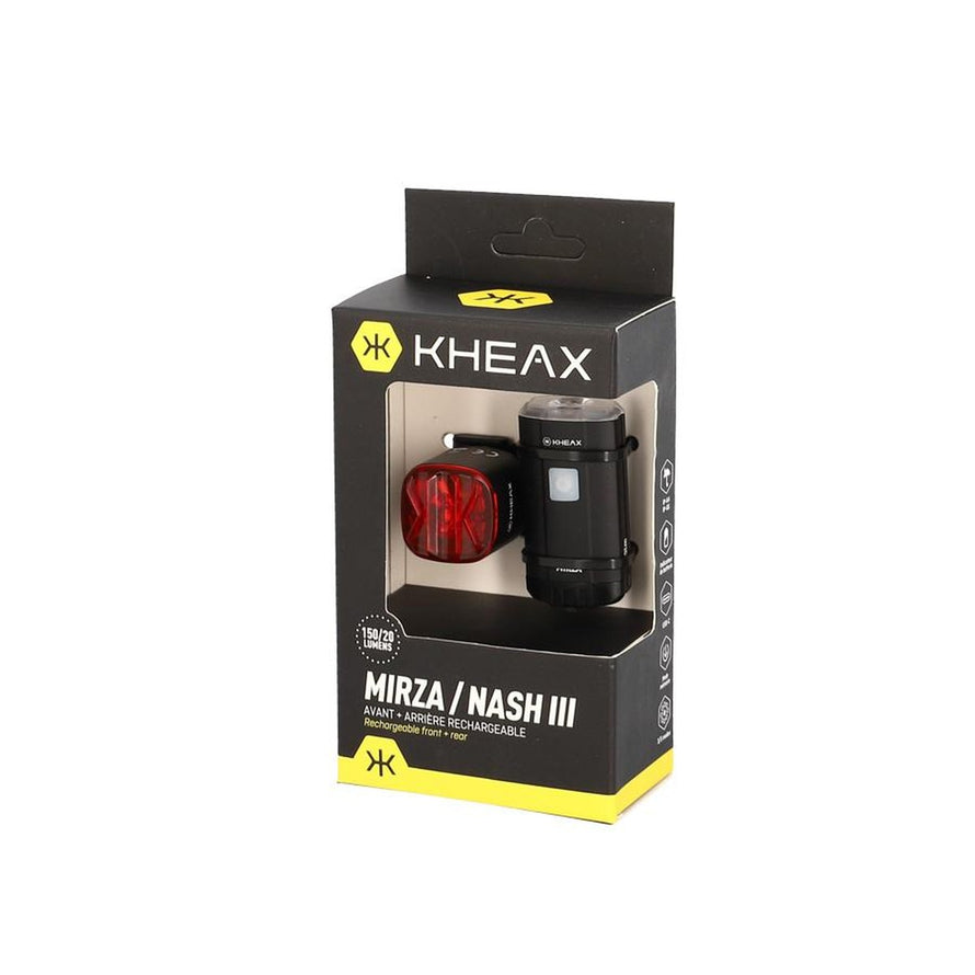 Set eclairage velo Kheax Mirza Nash III USB-C avec lampe avant et feu arriere rechargeables pour securite et confort