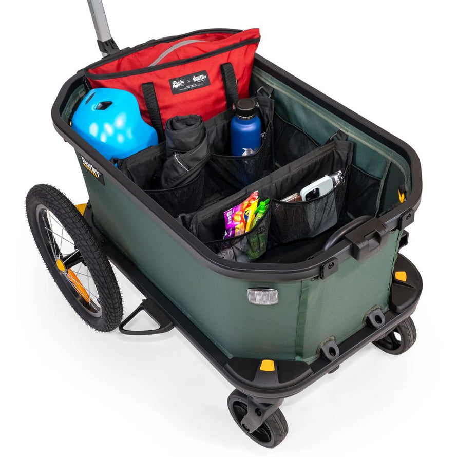 Kit d'organisation pour faciliter le transport d'affaires à vélo avec la remorque Hopper de Burley