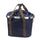 Panier avant vélo Klickfix Bikebasket 15L bleu nuit avec poignées marron, idéal pour balades urbaines et courses