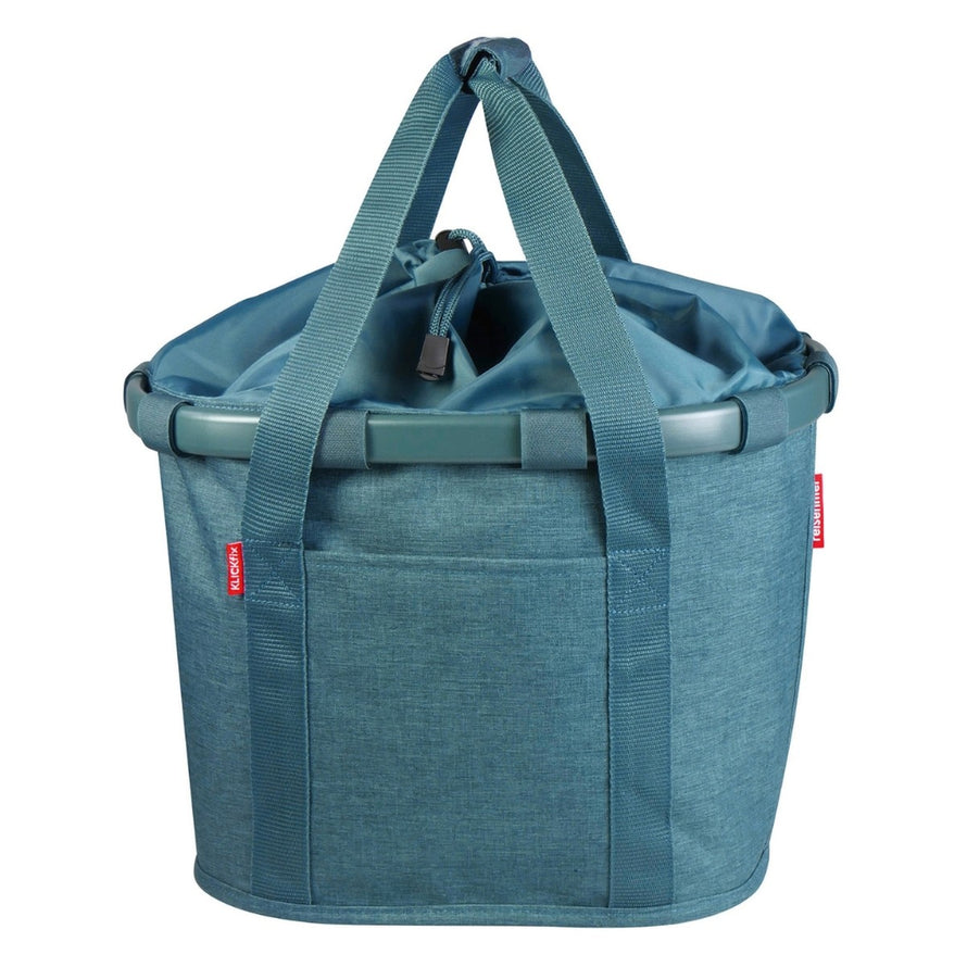 Panier avant vélo Klickfix Bikebasket 15L bleu vert, léger et spacieux pour vos déplacements urbains
