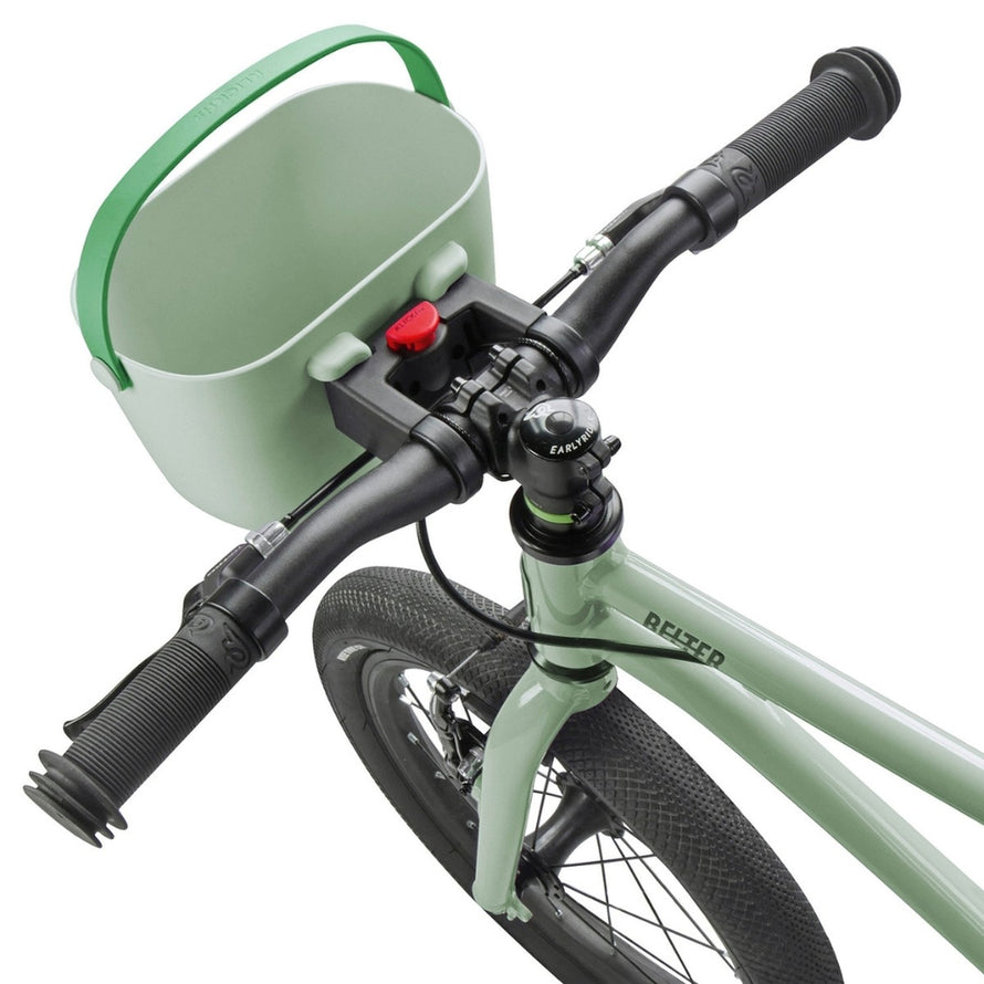 Panier vélo enfant Klickfix Lori Basket 2L vert avec poignée ergonomique et fixation guidon rapide