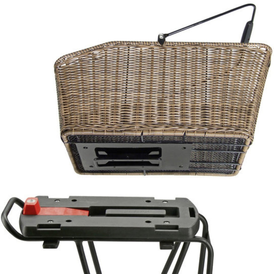 Panier arriere Structura 18L de la marque Klickfix avec fixation porte-bagages rapide et design tressage