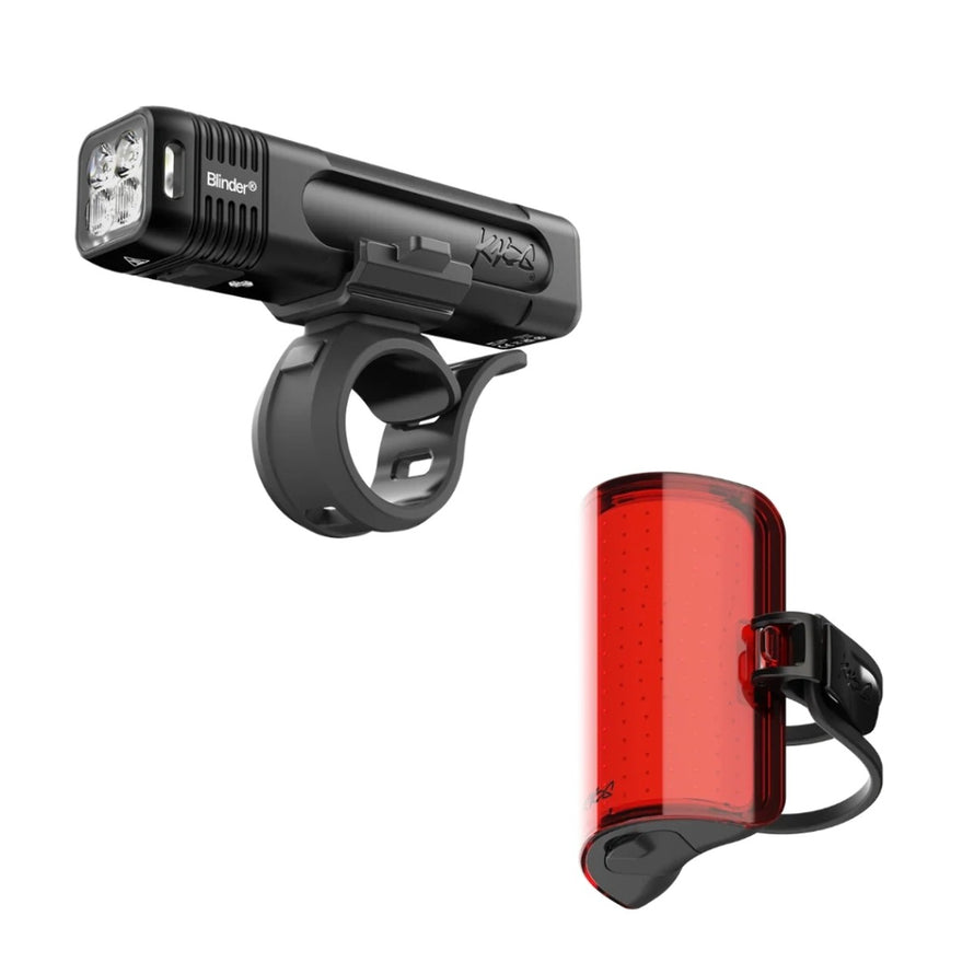 Kit eclairage velo Knog Blinder Pro 1000 et Cobber Reflex avec feux avant et arriere LED rechargeables