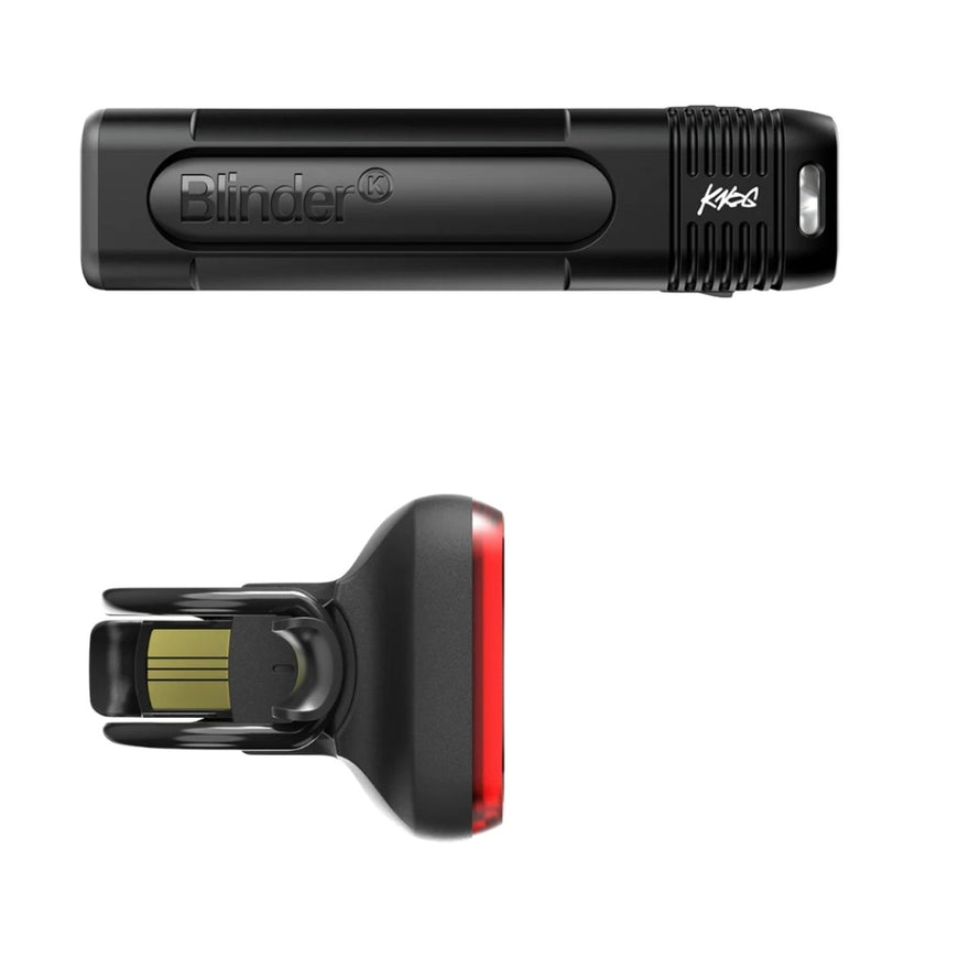 Kit eclairage velo Knog Blinder Pro 1000 avant et Rear Square arriere avec clip rapide et batterie rechargeable USB