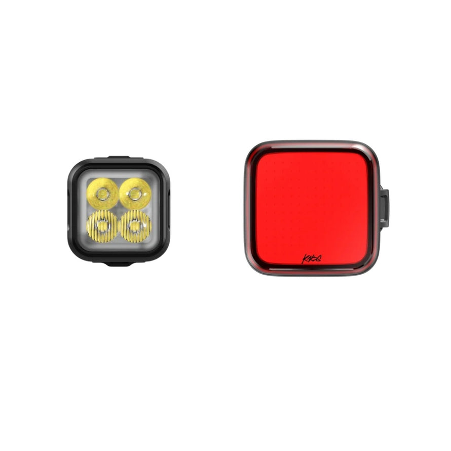 Kit eclairage velo Knog Blinder Pro 1000 avant et Rear Square arriere avec leds haute luminosite et batterie USB