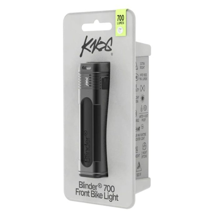 Lampe avant vélo Knog Blinder Pro 700 LED rechargeable USB-C pour éclairage intense et sécurité renforcée