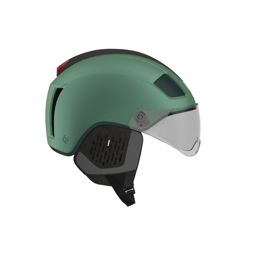 Casque velo urbain Lazer Nova KinetiCore LED Winterkit vert avec visiere transparente et systeme LED arriere