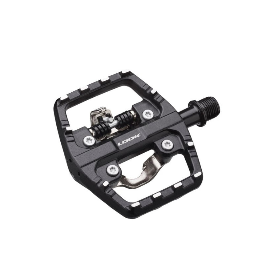 Pedales semi-automatiques Look X-Venture+ noires pour VTT, garantissant performance et securite sur sentiers techniques