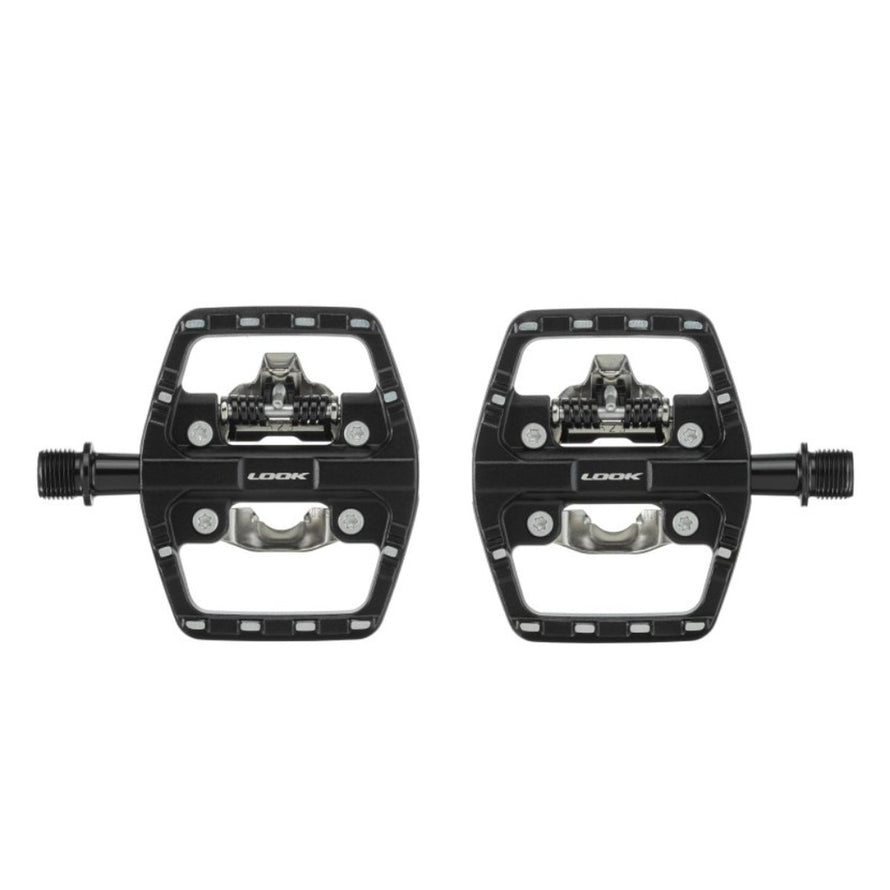 Pédales semi-automatiques Look X-Venture+ noires pour VTT, robustes et offrant un excellent maintien