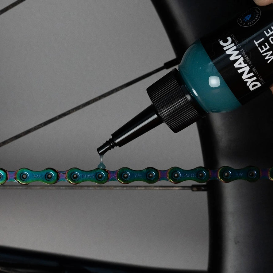 Lubrifiant vélo Dynamic Wet Lube pour conditions humides, protection optimale de la chaîne