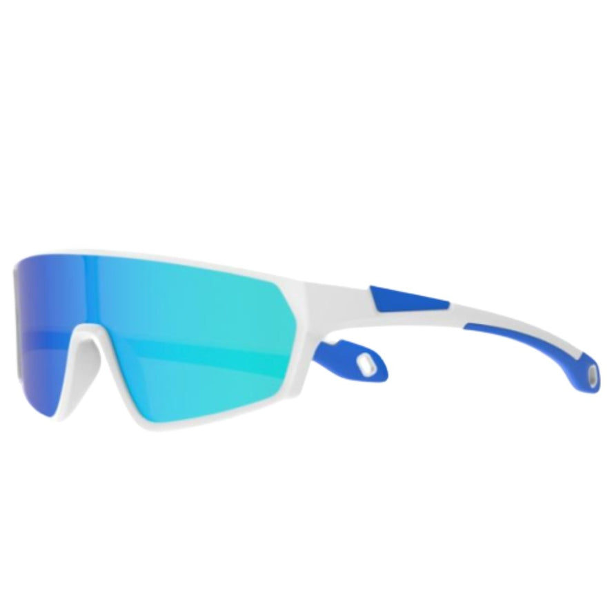 Lunettes de soleil enfant Ma Lunette Win blanc et bleu, confort et protection UV pour enfants actifs