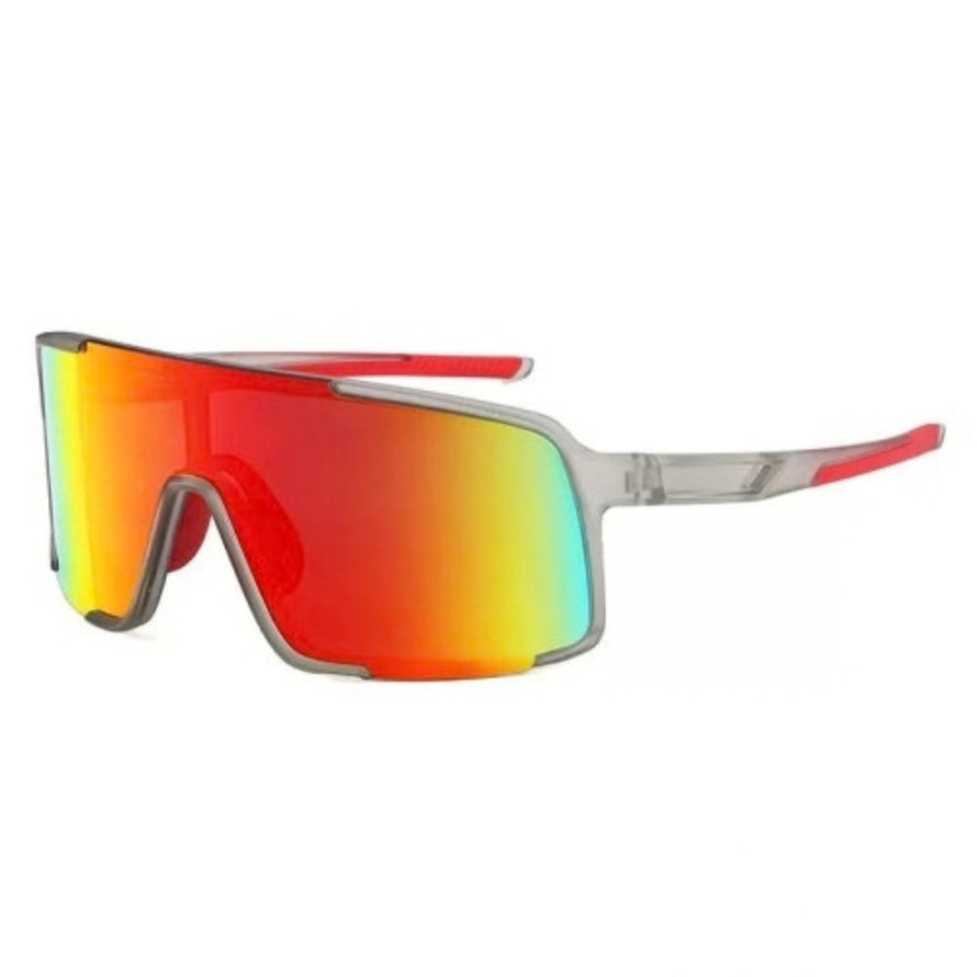 Lunettes de soleil Ma Lunette Meije transparent avec verres miroirs rouges, protection UV et design cyclisme