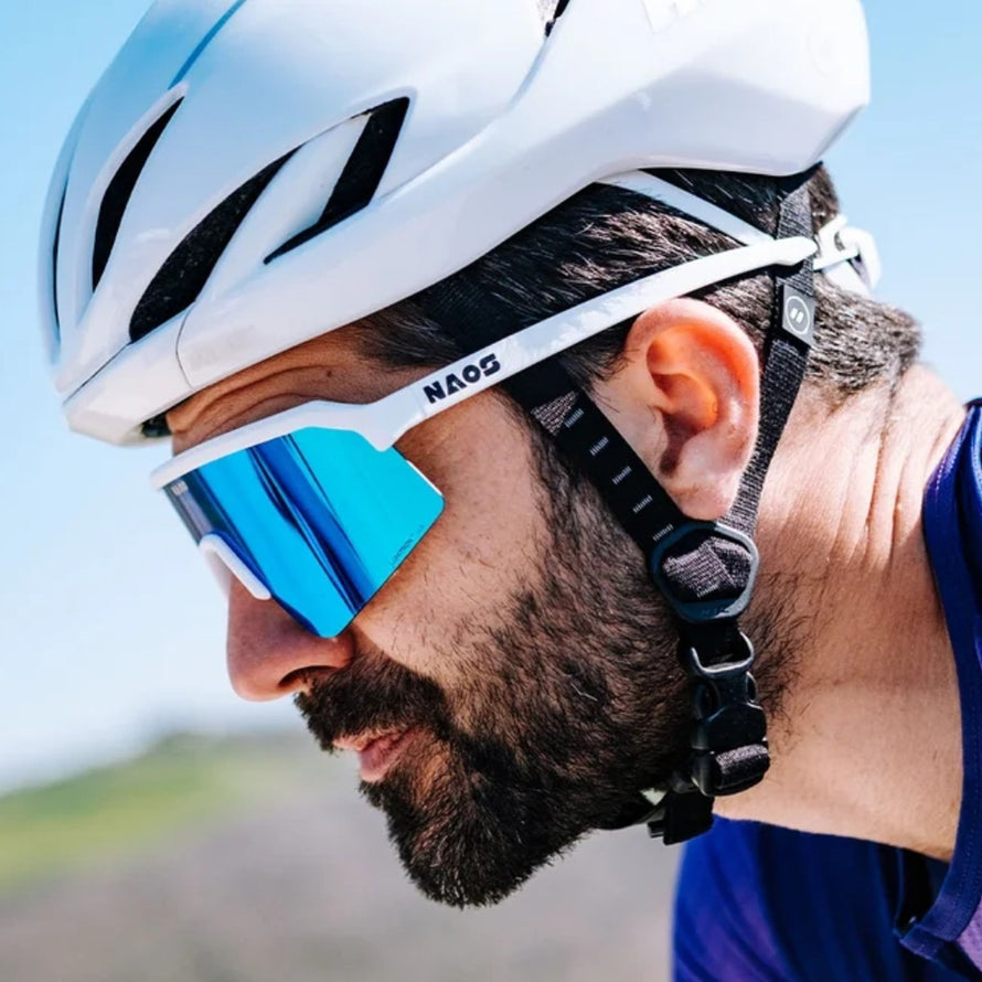 Lunettes vélo ouvertes Helbo Regular Naos 2256 avec verre bleu vif pour une protection et confort en cyclisme