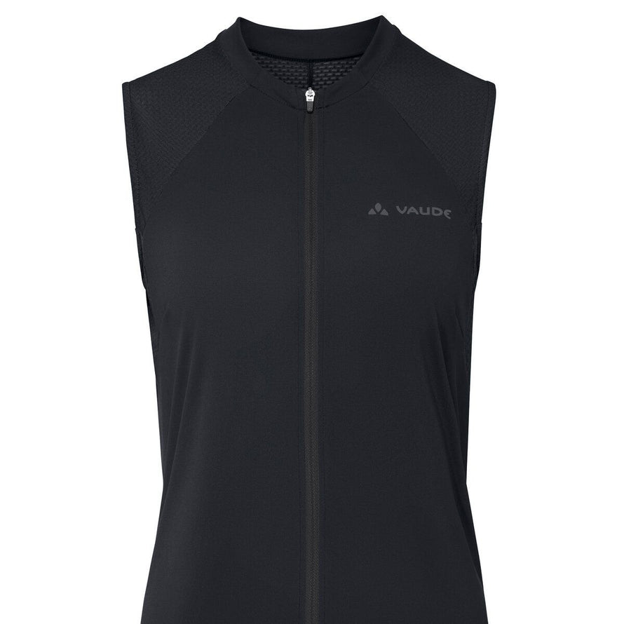 Maillot vélo sans manches femme Vaude Matera FZ noir, léger et respirant pour cyclisme
