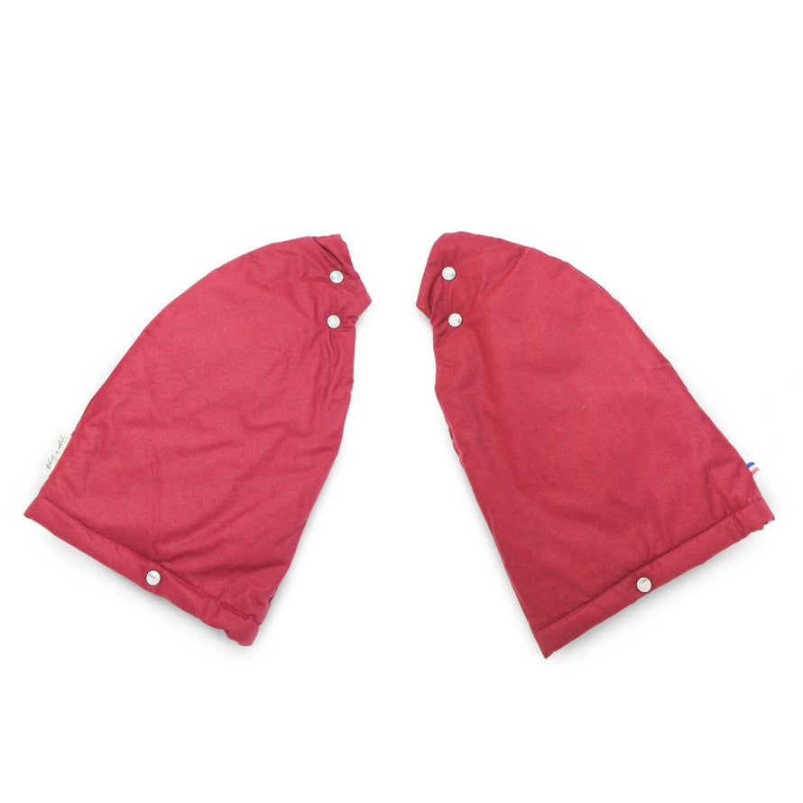 Manchons vélo Suzon et Suzette bordeaux isolants pour protéger les mains du froid