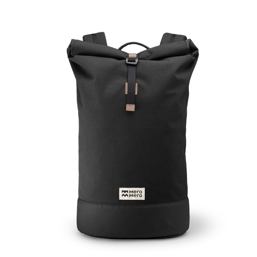 Sac à dos roll-top MeroMero Squamish V3 noir, idéal pour cyclistes urbains et usage quotidien