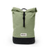 Sac a dos imperméable roll-top MeroMero Wanaka vert kaki et noir, idéal pour cyclistes urbains