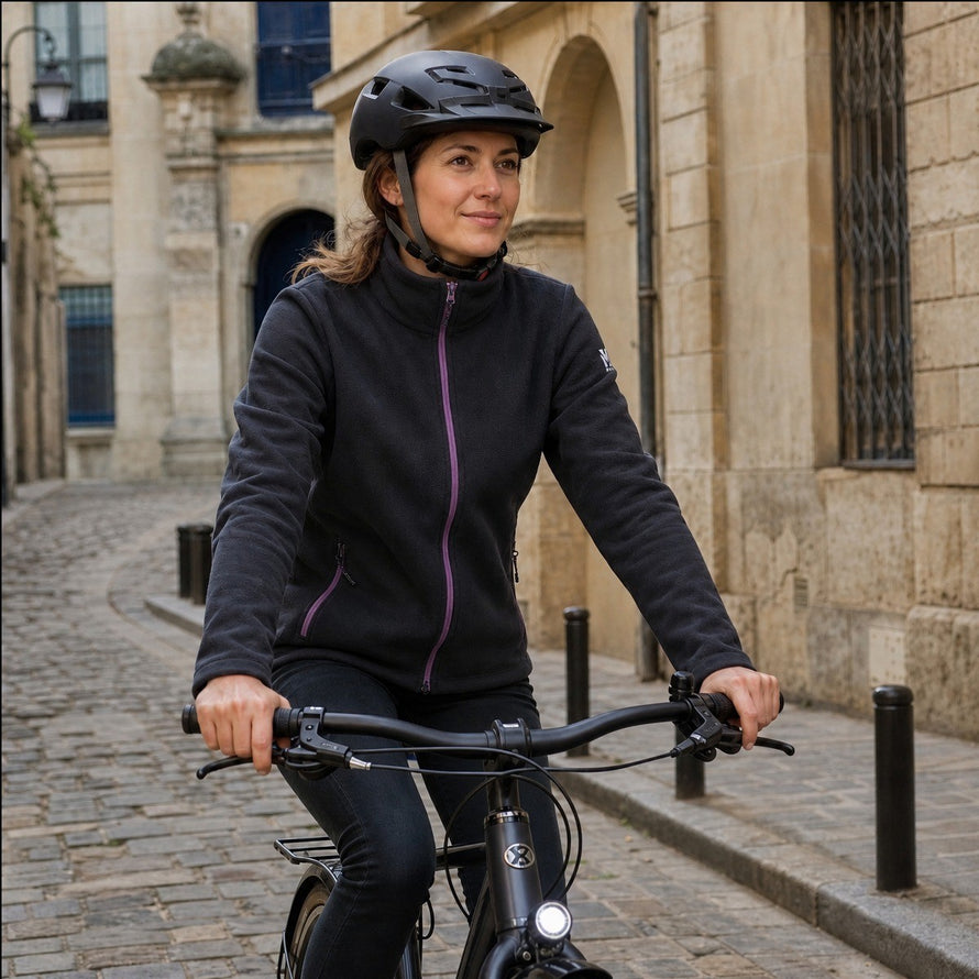 Polaire Millet Seneca Micro JKT femme noire avec zip violet, idéale pour velo et activites outdoor