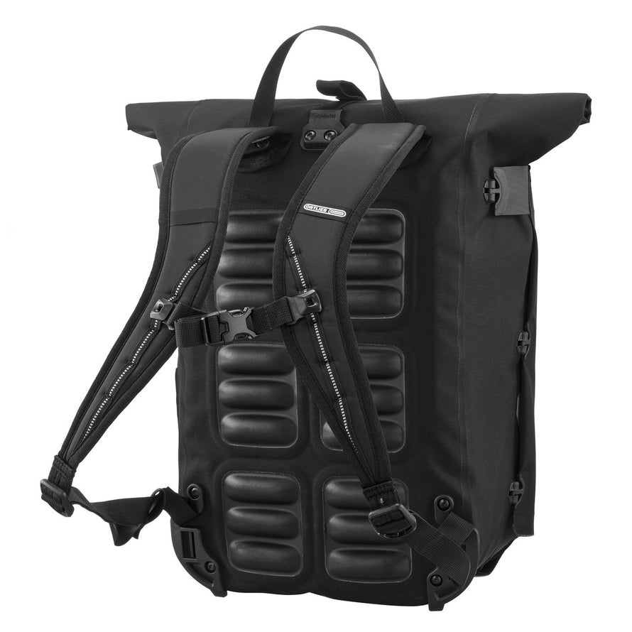 Sac a dos et sacoche velo Ortlieb Vario Plus Cordura noir avec dos rembourre et systeme convertible