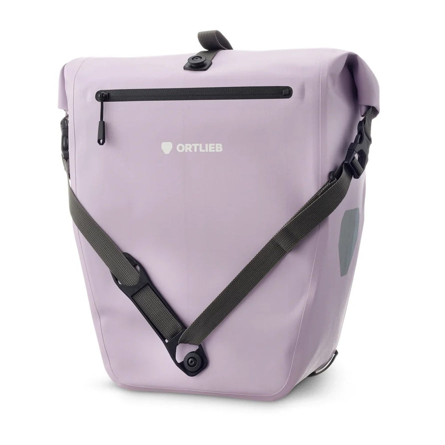 Sacoche arriere Ortlieb Back-Roller Zip-Pocket 20 L couleur lavande, etanche et pratique pour cyclotourisme