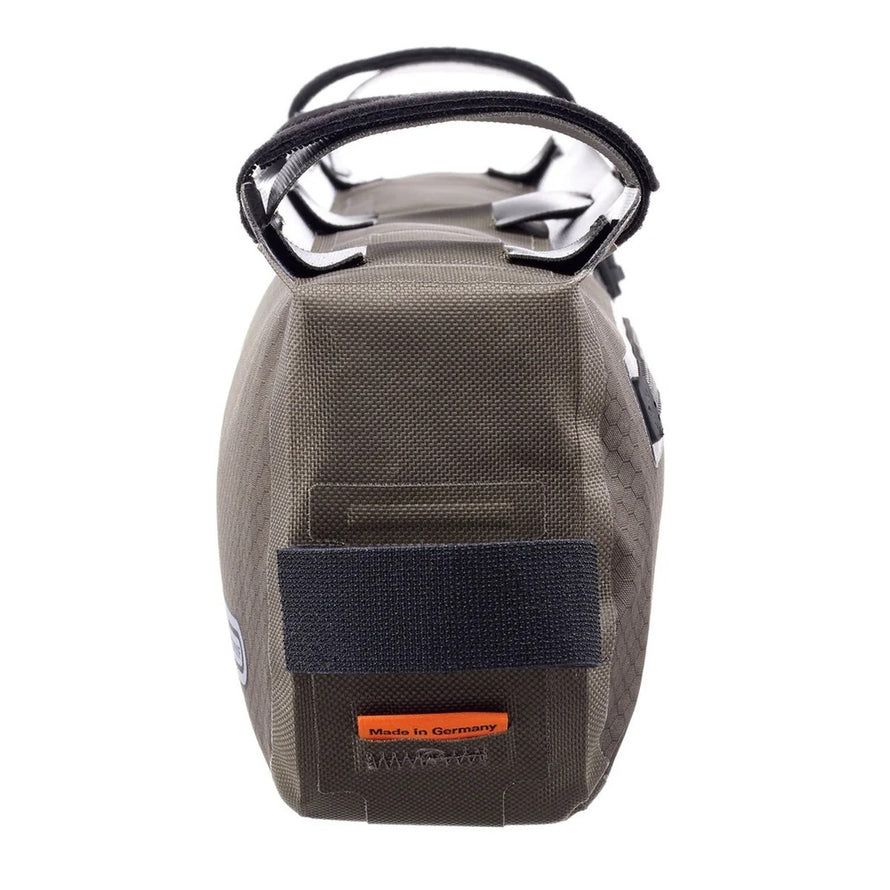 Sacoche bikepacking TopTube Ortlieb avec fixation velcro renforcée et tissu robuste imperméable pour cadre de vélo
