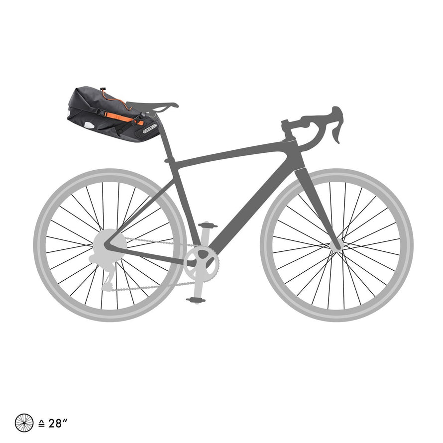Sacoche de selle etanche Ortlieb Seat-pack 11-16,5L pour bikepacking sur velo 28 pouces