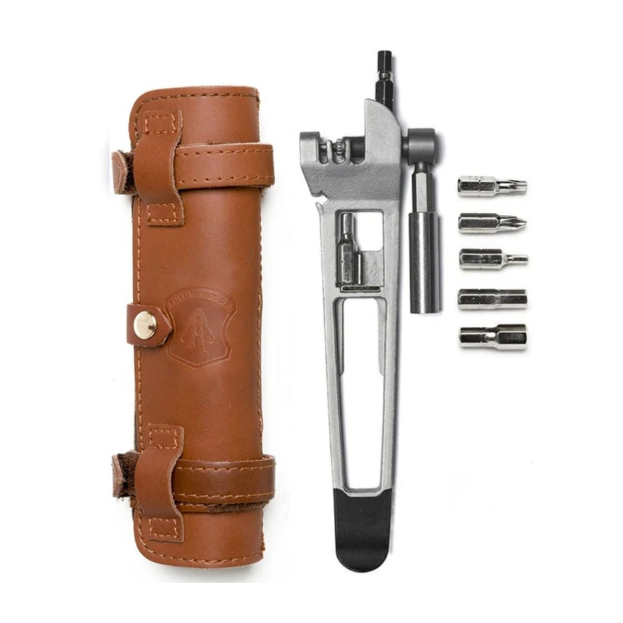 Outil multi The Nutter cuir marron Full Windsor, compact et complet pour entretien et réparation vélo