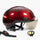 Casque Overade Life rouge avec visiere, clignotants LED et frein stop pour securite active du cycliste