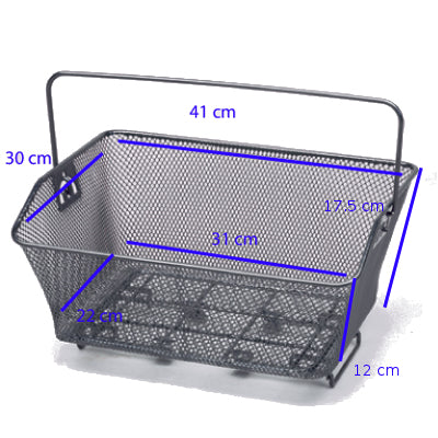 Cestino Posteriore Per Bici In Ferro – 32x24x24 Cm – Portapacchi Nero Per Viaggi E Spesa