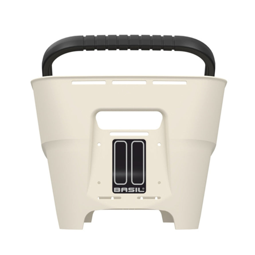 Panier Basil Cento Neo ivoire avec poignée noire ergonomique, idéal pour balades urbaines et transport sécurisé