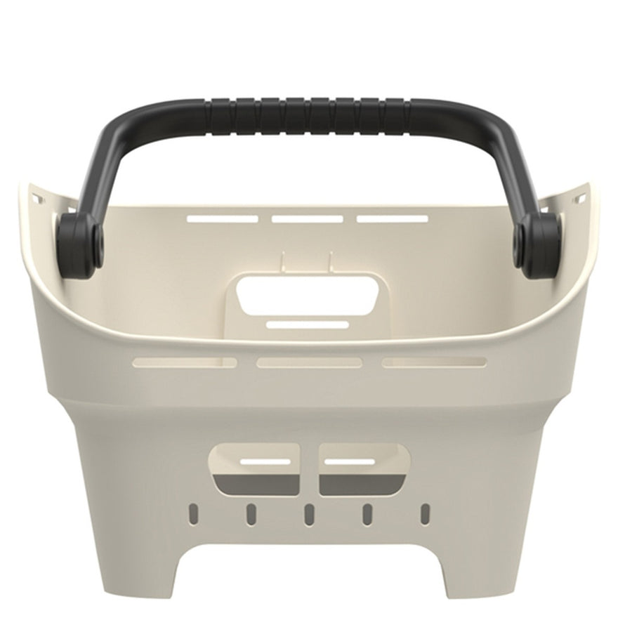Panier Basil Cento Neo ivoire avec poignée noire, compact et pratique pour vélo urbain
